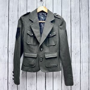 Women’s Tart Collections Olive Green Wool Blend Military Jacket Size X-Small